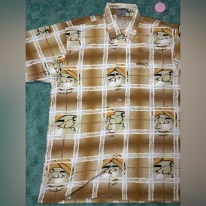 South Pole Cartoon Print Button-Up Shirt – Size L